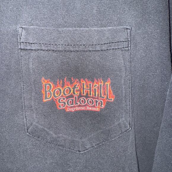 Vintage 2002 Boot Hill Saloon Bike Week Flaming Girl Shirt Size Xxl FADED - Picture 2 of 5